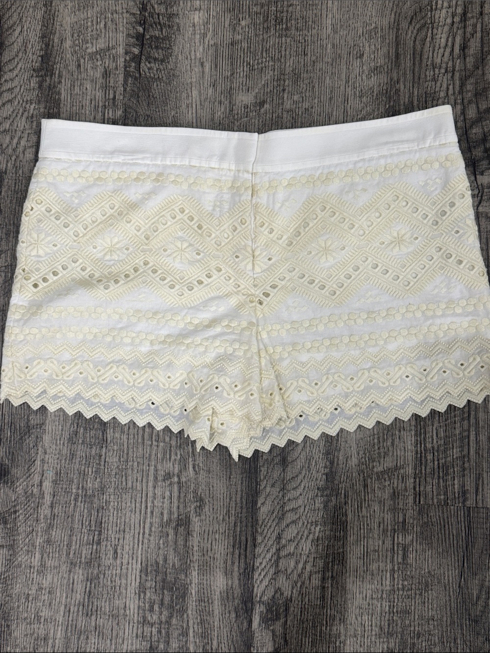 Tory Burch White and Cream Eyelet Lace Shorts